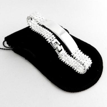 Imagem de Pulseira Masculina 20cm 13mm Banhada Prata