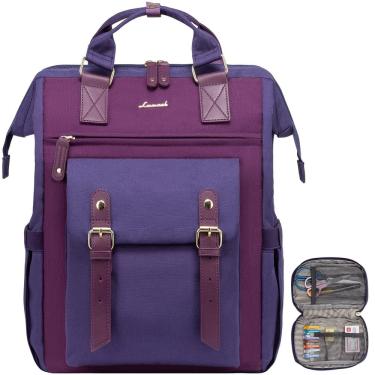 Imagem de Mochila para laptop LOVEVOOK para mulheres de 15,6" com porta USB roxa