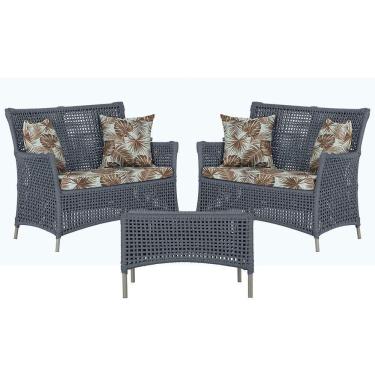 Imagem de 2 Sofás E Mesa Igapó Alumínio Fendi Corda Náutica E6 Trama Prata