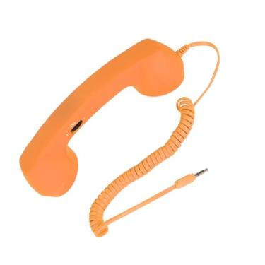 Imagem de Aparelho de telefone retrô, microfone receptor de celular de 3,5 mm, microfone alto-falante vintage retrô para smartphone (laranja)