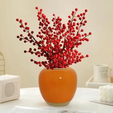 Imagem de GDSZJLJ Vaso de cerâmica de 16,89 cm em laranja, enfeite decorativo moderno alto para casa, elegante peça central para flores, perfeito para sala de estar, cozinha, escritório e decoração de casamento