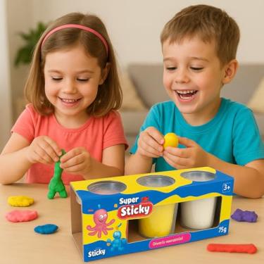 Imagem de Massinha Infantil Colorida 3 Potes Sortida Não Tóxica para Modelar e Brincar, Brinquedo Atividade Criativa