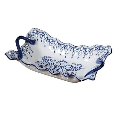 Imagem de Cesta de frutas pintada à mão, tigelas de salada, pratos decorativos de cerâmica, cesta de armazenamento de frutas de porcelana para vegetais, lanche, sobremesa, pão, prato de bandeja de bolo para