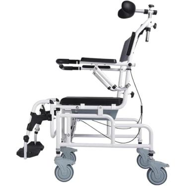 Imagem de Cadeira de vaso sanitário de cabeceira Personal Mobility Assist - Cadeira de rodas inclinada para chuveiro, cadeira de xampu 4 em 1 com reclinável e encosto de cabeça de 45°, cadeira de transporte