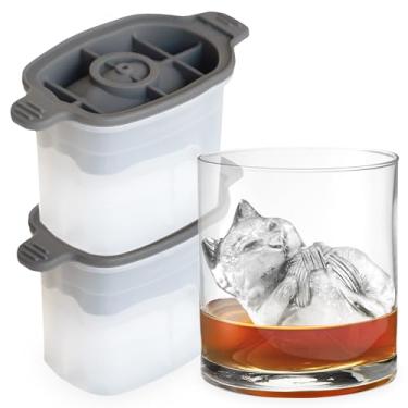 Imagem de Tovolo Moldes de gelo em forma de gatinho, conjunto de 2 - Presente grande de molde de gelo ideal para amantes de gatos - Molde de gelo exclusivo para bebidas frias - Armazenamento sem odor no freezer