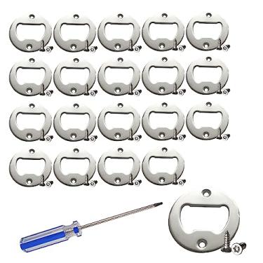 Imagem de Kit de inserção de abridor de garrafas de aço inoxidável - 20 conjuntos com parafusos e chave de fenda - Kit de ferragens DIY para madeira