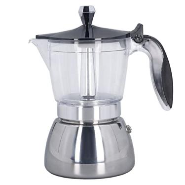 Imagem de Vomeko Fonte de cafeteira de fogão, vidro transparente m Oka Pot, 6 xícara de cafeteira, tampo de aço inoxidável ABS Pote de café, para cafeteras de camping de camping e uso