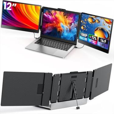Imagem de Fagomfer Extensor de tela tripla de 30.5 cm – Monitor portátil ultrafino IPS FHD 1080p com suporte para laptop, compatível com Mac Windows Linux Switch PS4/5