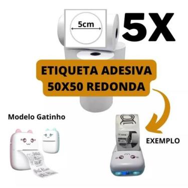 Imagem de Etiqueta Redonda 5cm Para Mini Impressora Gatinho - 5 Rolos - TITANNET