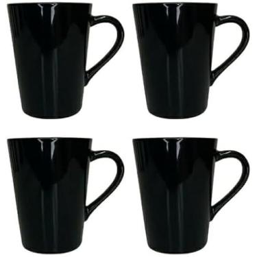 Imagem de Conjunto Com 4 Canecas Tulipas Cónicas Porcelana Colorida 220 Ml (Preto)