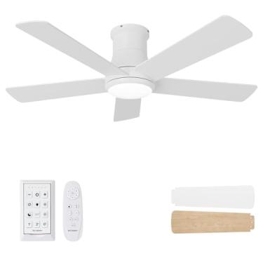 Imagem de Autoday Ventiladores De Teto Com Luzes, Ventilador De Teto De Perfil Baixo De 42 Polegadas Com Luz E Controle Remoto, Montagem Embutida, Reversível, 3 Circuitos, Regulável, Cc Silencioso, Ventilado