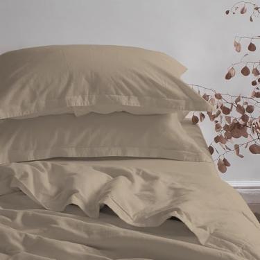 Imagem de Pizuna Fronha Algodão Simplemente Gris Pardo, 400 fios de algodão 100% sateen de fibra longa fronhas 50x70 cm com aba elegante de 20 cm - 2 pecas