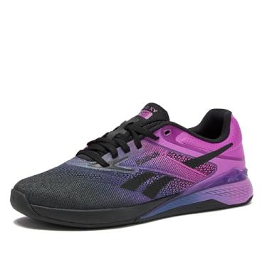 Imagem de Reebok Nano X5 Tênis feminino para caminhada, academia e treinamento cruzado, Preto/Roxo Crepúsculo/Roxo Rave, 34