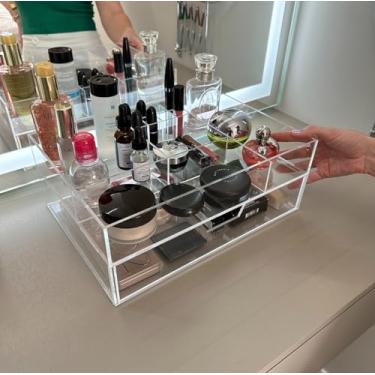 Imagem de Caixa Organizadora Porta Maquiagem em Acrílico com divisórias internas e Gaveta Transparente