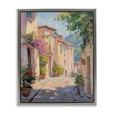 Imagem de Stupell Industries Arte de parede em tela flutuante emoldurada cinza arquitetura da cidade caminho paralelepípedo, design por Nini Art, 25 x 31