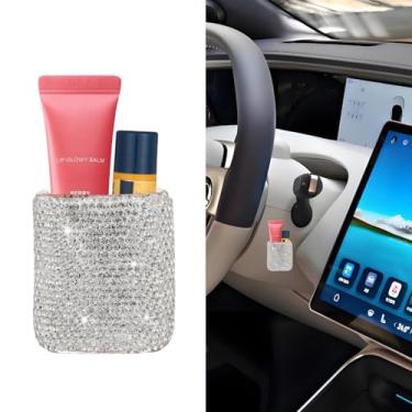 Imagem de Veseek Protetor labial de carro Bling para batom de batom, suporte de batom, suporte de batom para mulheres (prata)