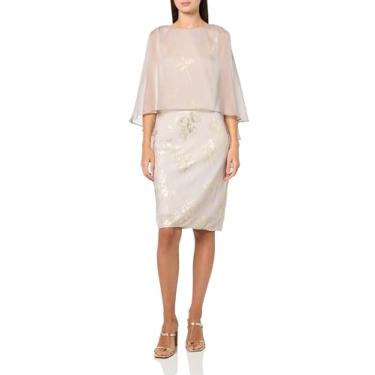 Imagem de S.L. Fashions Vestido de coquetel feminino curto com detalhe de folha alta e baixa sobreposição, Blush, 50