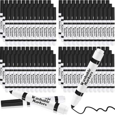 Imagem de Janlaugh 144 peças de marcadores pretos laváveis a granel conjunto de marcadores de linha larga clássicos canetas de desenho laváveis de ponta larga para crianças, professores, estudantes