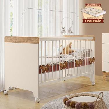 Imagem de Berço Cama Infantil Doçura com Colchão Off-white/savana - CONFFORT CAS