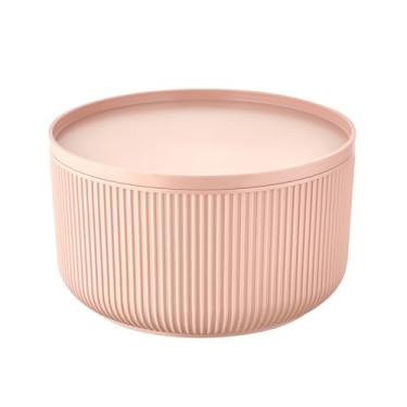 Imagem de Travessa redonda em plástico com tampa 1,5L D16,5xA9,5cm cor rosa - Full Fit