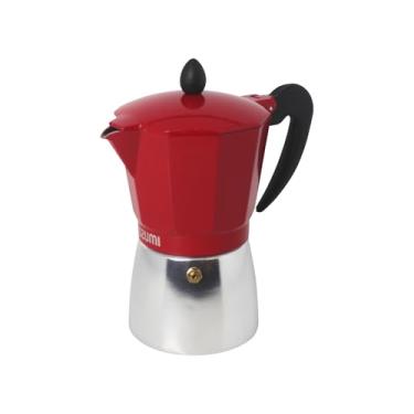 Imagem de IMUSA Máquina de café expresso italiana e cubana clássica de 6 xícaras de fogão de alumínio vermelho dos EUA (B120-43T), prata/vermelha