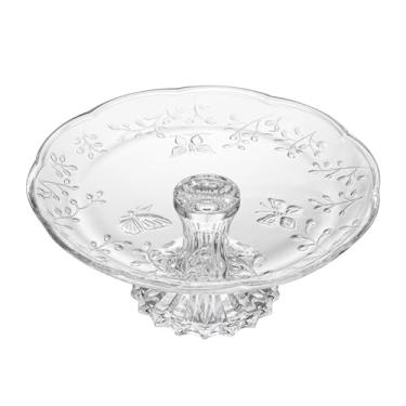 Imagem de LYOR - Prato para Bolo com Pé New Butterfly 26,5cm x 27cm x 12cm Cristal Ecológico
