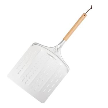 Imagem de ROCKSHEAT Peeling de pizza de 30 cm - Espátula de pizza de alumínio anodizado com cabo de madeira - Ideal para forno de pizza e assar, descascar pizza leve para assar pão, acessórios de forno de pizza