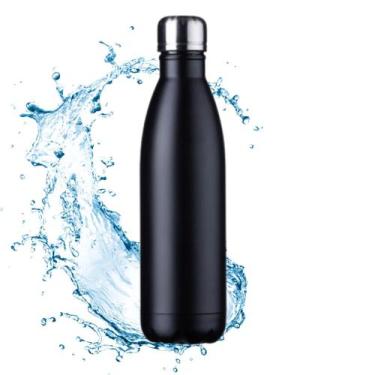 Imagem de Garrafa Água Squeeze 350ml Térmica Inox Colorida Academia Escola Preto