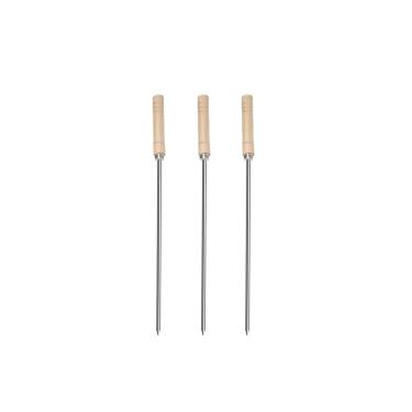 Imagem de Espeto Trinchante Simples Inox Madeira 65cm Churrasco Kit 3