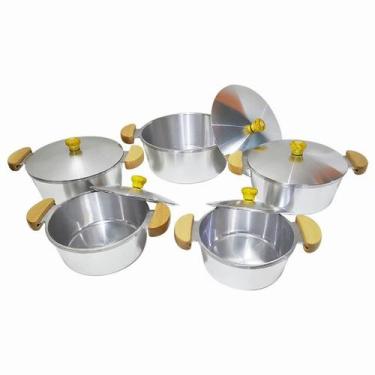 Imagem de Jogo de Panelas 5 Peças Grossas em Alumínio Fundido ou Batido - Com Ta