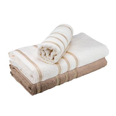 Imagem de Jogo de Toalhas Atlântica Bem Estar 100% Algodão Taupe 3 Peças