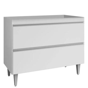 Imagem de Balcão Pia 1m Cozinha 2 Portas Madeira Mdp Sem Tampo Branco - MADERATT