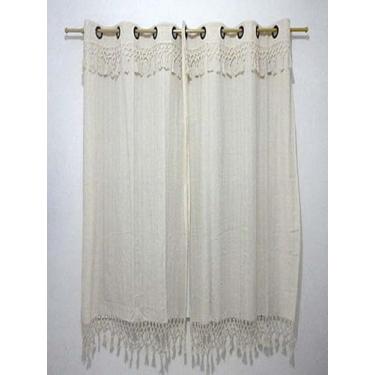 Imagem de Cortina Porta Em Algodão 2 Folhas 2,60x2,50 COR BEGE (CRÚ)