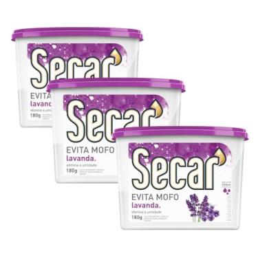 Imagem de Kit Com 3 Evita Mofo Secar 180g Antimofo Guarda Roupas Armários Closet Gaveta Despensa Umidades Bolor Fungos Bactérias Mau Cheiro (3, Lavanda)