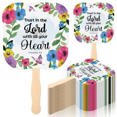 Imagem de Sherr 50 peças para fãs cristãos em massa de igreja religiosa fãs de mão presente para sala de oração do Senhor para produtos de serviços religiosos