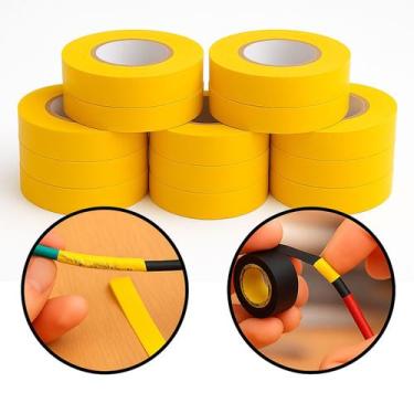Imagem de Kit 10 Fita Isolante Antichama Amarela 19mm x 10m Segurança e Resistên