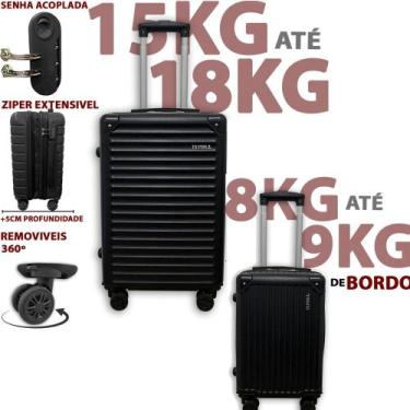 Imagem de Kit 2 Malas De Viagem Duplo Zíper N21 e N17 De Bordo E Despacho Roda D