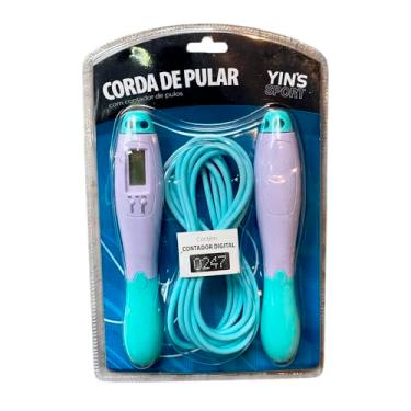 Imagem de Corda Pular Conta Giro Digital Contador Resistente Rolamento - Azul