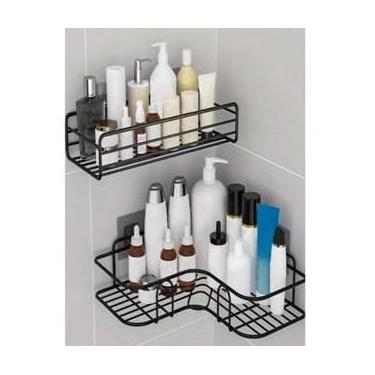 Imagem de Prateleiras Suporte Com Alto Adesivos Para Parede Banheiro Cozinha lavanderia Shampoo E Sabonete(retangular+canto)