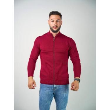 Imagem de Blusa de frio Masculina jaqueta trico com zíper frontal e bolsos - And