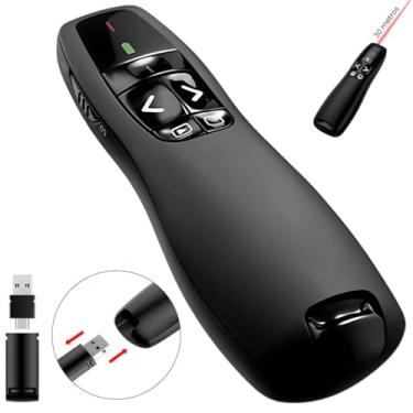Imagem de Apresentador sem fio Com Laser Pointer Vermelho, Conexão USB e Pilha Inclusa - Passador De Slides Alcance 30 Metros