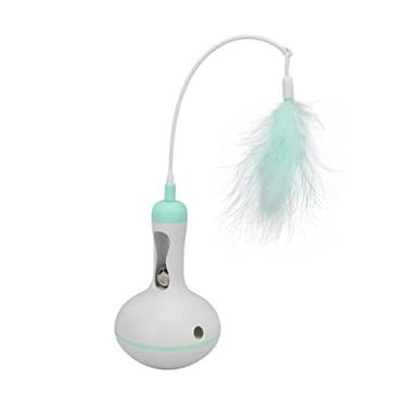 Imagem de Ymiko Puzzim de Tratamento de Gato, Gato Dispensador de Treat Treat Toys Interativo Puzzim Interno Alimentação Lenta Rolando Bola de Brinquedo de Com Teaser Toy para Pequenos Grandes e Médios (Verde)