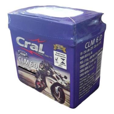 Imagem de Bateria 6ah Cral P/ Moto Pop 100 Biz 125 Cg 125 Cg 150, CLM 6 D
