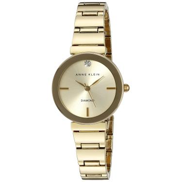 Imagem de Anne Klein Relógio feminino genuíno com mostrador de diamante, Dourado, AK/2434CHGB
