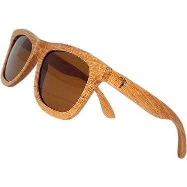 Imagem de Pelican Sunwear Óculos de sol de madeira | Polarizado | Armação de madeira vintage | Proteção UV | Capa de bambu, Moldura de madeira natural