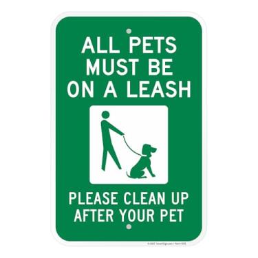 Imagem de SmartSign Placa de alumínio Lyle K-1187-AL-12x18"All Pets Must Be on A Leash", 45,7 cm x 30,5 cm
