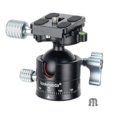 Imagem de Koolehaoda Cabeça de esfera de perfil baixo, Φ36 mm de diâmetro de esfera Cabeça de tripé totalmente metálica com parafuso de 1/4 "Placa de liberação rápida para câmeras DSLR Tripés Monopés - (E2)