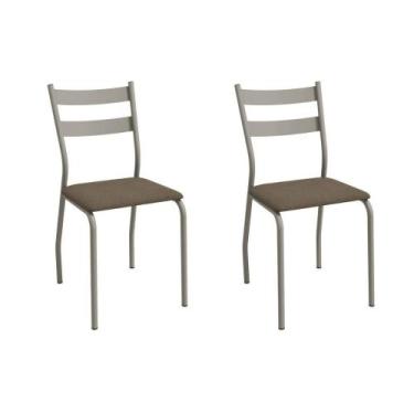 Imagem de Cadeira Sala de Jantar Bali 2C141NK Aço Kit 2 Un Niquel/Suede Cappucci