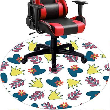 Imagem de Tapete de cadeira de escritório com flores, textura de flor, tapete de cadeira de mesa para piso de madeira de escritório em casa, protetor de piso de pilha baixa, redondo 78,7 cm