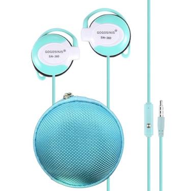Imagem de GOGOSINIS Fones de ouvido intra-auriculares infantis confortáveis para escola com almofadas de esponja macia, ganchos ajustáveis, conector de 3,5 mm e capa de fone de ouvido - perfeito para tablets e
